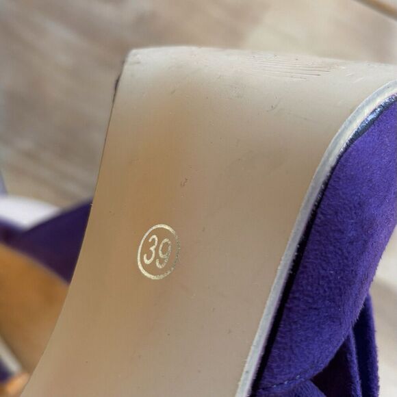 MAIERNISI JESSI Purple Suede point toe Stiletto heel bow knot ankle strap sz 7.5 - Picture 9 of 12